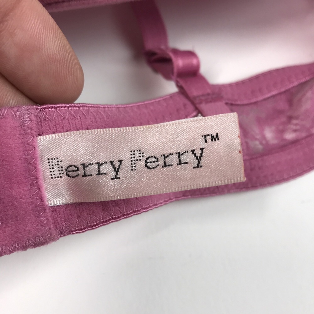 Berry Perry Underwire Push Up Bra, Size 34C, Pink Lace with Ribbon and Bows - Picture 4 of 10